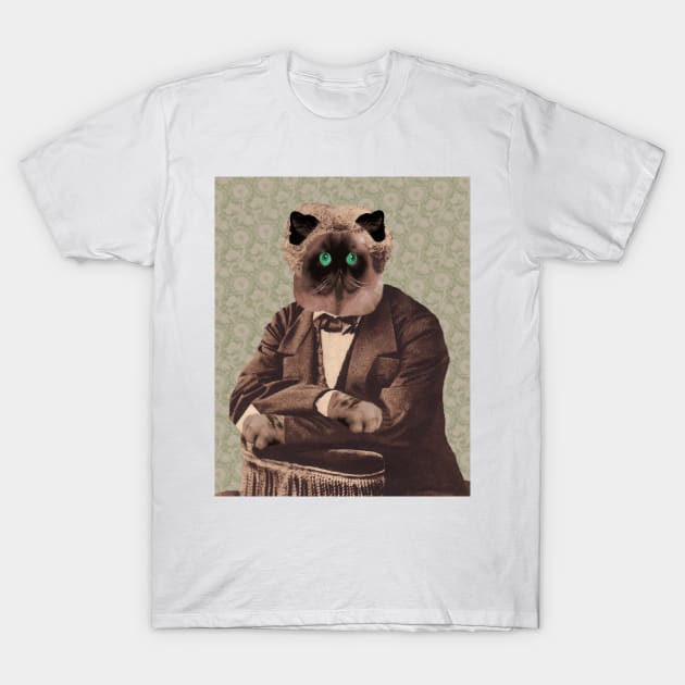 Alexander Dumas as Persian Tabby Cat T-Shirt by Loveday101